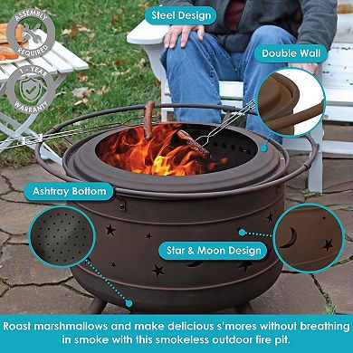 Sunnydaze 30 In Cosmic Steel Smokeless Fire Pit With Log Poker And Cover