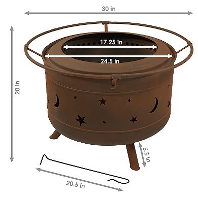 Sunnydaze 30 In Cosmic Steel Smokeless Fire Pit With Log Poker And Cover