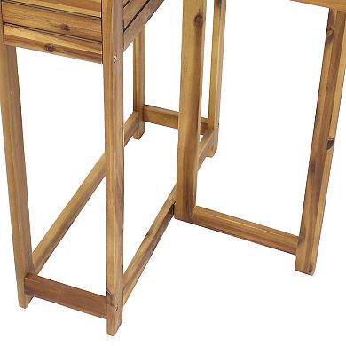 Sunnydaze Acacia Wood Folding Table with Planter Box - 30.5" H