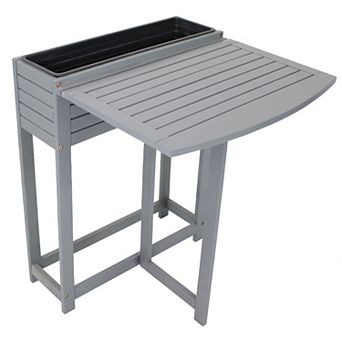 Sunnydaze Acacia Wood Folding Table with Planter Box - 30.5" H