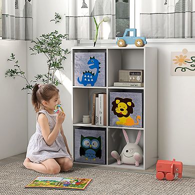 Qaba Children Toy Storage With 3 Storage Bins, Cute Animal Design, White