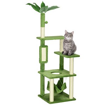 Cat Tree For Indoor Cats With Hammock, Play Ball,cat Tower, Green