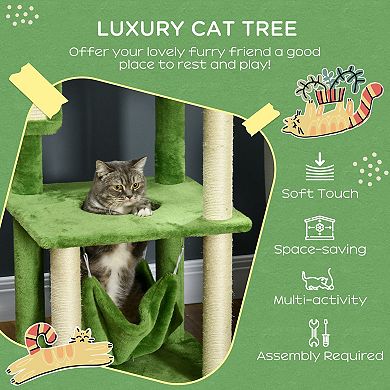 Cat Tree For Indoor Cats With Hammock, Play Ball,cat Tower, Green