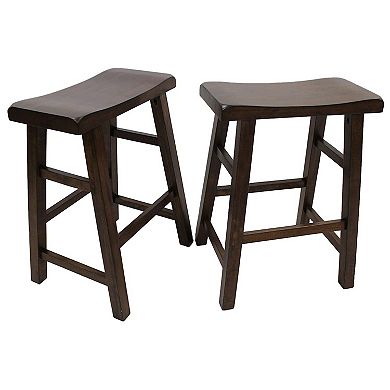 eHemco Breakfast Table with Drawer and Storage Shelves and 2 Saddle Seat Barstools, 3 Pieces Set