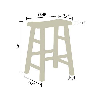 eHemco Breakfast Table with Drawer and Storage Shelves and 2 Saddle Seat Barstools, 3 Pieces Set