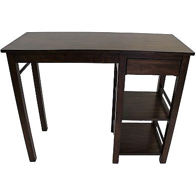eHemco Breakfast Table with Drawer and Storage Shelves and 2 Saddle Seat Barstools, 3 Pieces Set