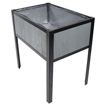 Sunnydaze Steel-Framed Acacia Raised Garden Bed - 30.75" H