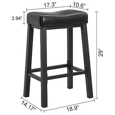 Ehemco Heavy-duty Padded Faux Leather Saddle Seat Kitchen Counter Height Barstools, 29 Inches