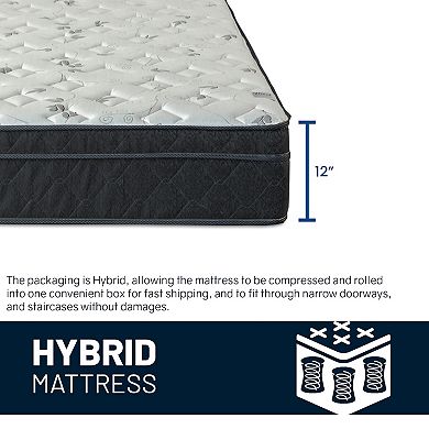 Continental Sleep, 12-inch Breathable Hybrid Pocket Spring Mattress, Bed in A Box.