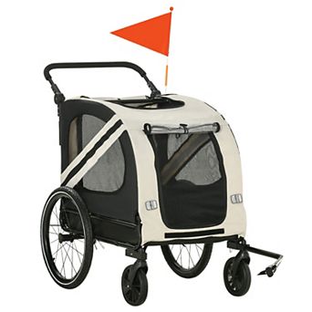 Aosom 2-In-1 Dog Bike Trailer Stroller w/ Universal Wheel Reflector Flag