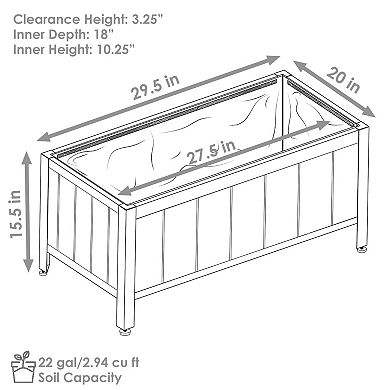 Sunnydaze Acacia Planter Box with Planter Bag - 15.5" H - Natural