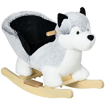 Qaba Baby Rocking Horse, Plush Animal Rocker w/ Realistic Sound, Pedals