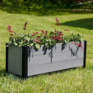 Acacia Wood Planter Box With Removable Planter Bag