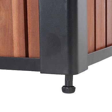 Sunnydaze Acacia Wood Slatted Planter Box With Removable Insert