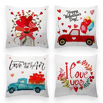 G128 18 X 18 in Valentine's Day Love Heart Waterproof Pillow, Set Of 4