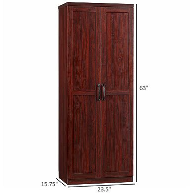 63" Rustic 2-door Kitchen Freestanding Storage Cabinet Pantry Shelves, Brown