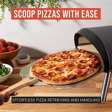 Chef Pomodoro Aluminum Metal Pizza Peel With Foldable Wood Handle For Easy Storage (16 X 14 Inch)