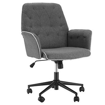 Modern Mid-back Home Office Computer Adjustable Chair W/ Padded Arms, Dark Grey