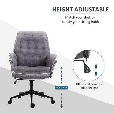Modern Mid-back Home Office Computer Adjustable Chair W/ Padded Arms, Dark Grey