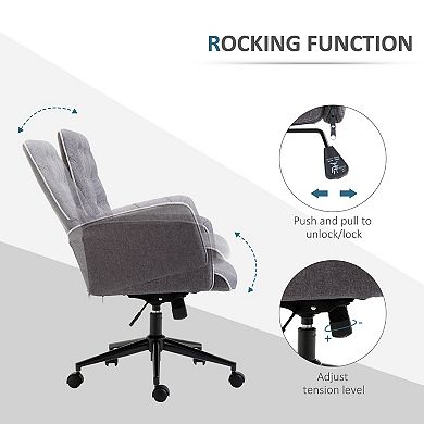 Modern Mid-back Home Office Computer Adjustable Chair W/ Padded Arms, Dark Grey