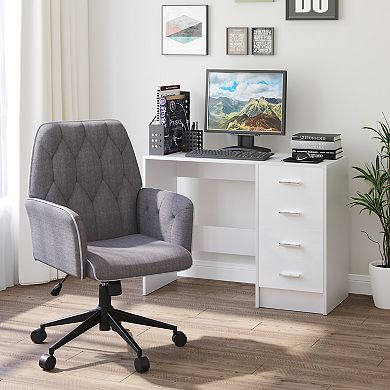 Modern Mid-back Home Office Computer Adjustable Chair W/ Padded Arms, Dark Grey