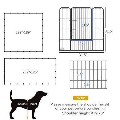 24 Panel 32 Inch Dog Playpen For Small And Medium Dogs With Lockable Door