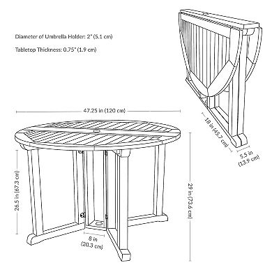 Sunnydaze Malaysian Hardwood Gateleg Patio Table With Teak Oil Finish