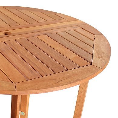 Sunnydaze Malaysian Hardwood Gateleg Patio Table With Teak Oil Finish