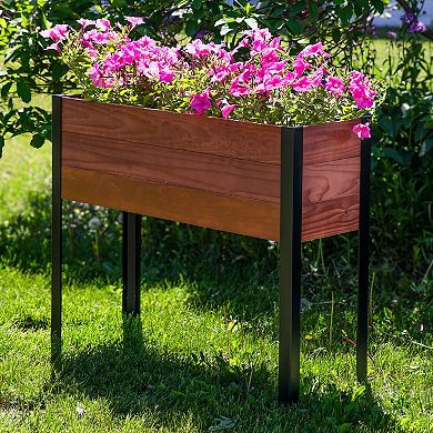 Sunnydaze Acacia Raised Garden Bed with Removable Planter - 31" H