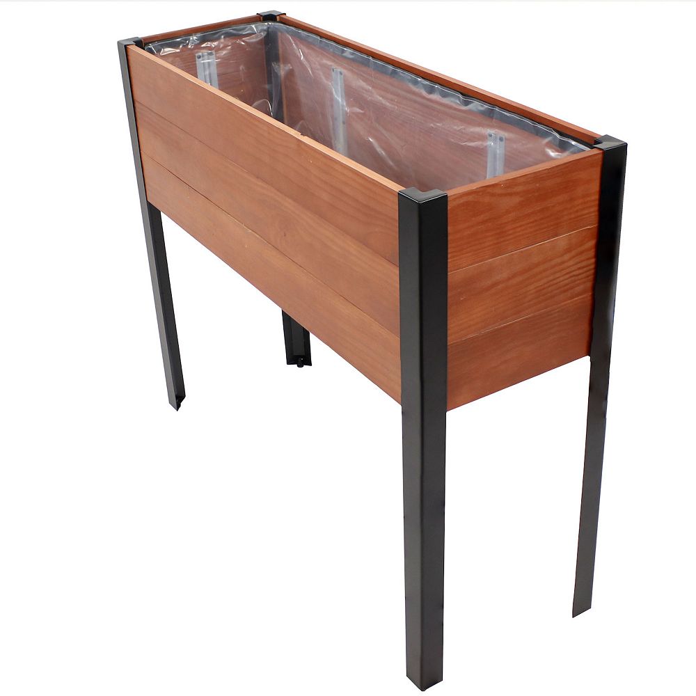 Sunnydaze Acacia Raised Garden Bed with Removable Planter - 31