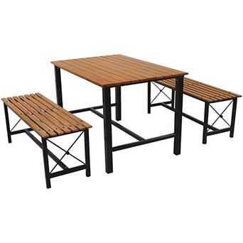 Sunnydaze 3 pc European Chestnut Patio Dining Set