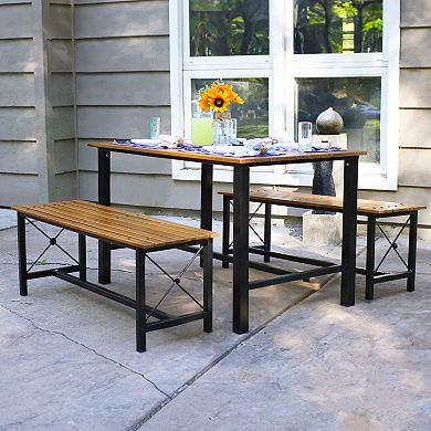 Sunnydaze 3-piece European Chestnut Patio Dining Set