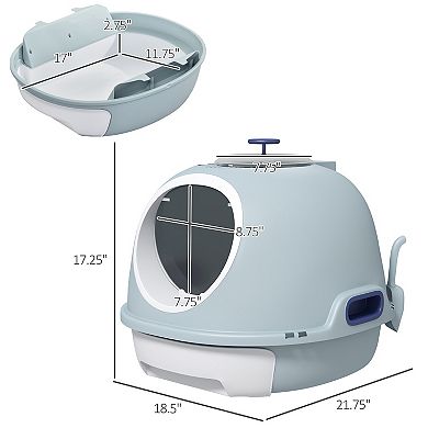 Cat Litter Box Pet Toilet With Scoop Enclosed Drawer Skylight Easy To Clean