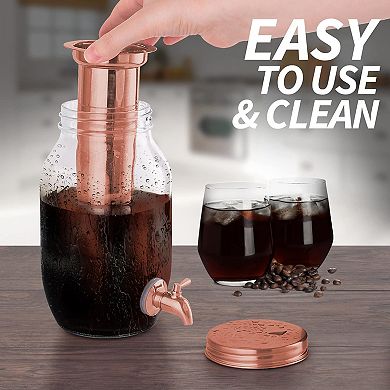 Zulay Kitchen 1.5 Liter Cold Brew Coffee Maker with Thick Glass Carafe & Stainless Steel Mesh Filter
