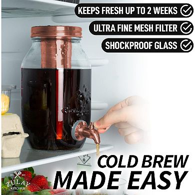 Zulay Kitchen 1.5 Liter Cold Brew Coffee Maker with Thick Glass Carafe & Stainless Steel Mesh Filter
