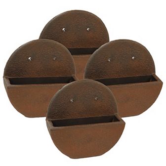 Sunnydaze 12 in Round Wall-mounted Outdoor Planter - Dark Brown - Set Of 4
