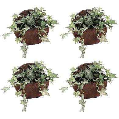 Sunnydaze 12 In Round Wall-mounted Outdoor Planter - Dark Brown - Set Of 4
