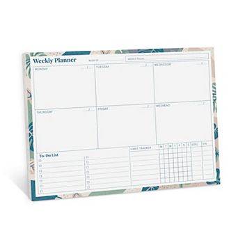 Rileys & Co Undated Weekly Planner With Habit Tracker, Floral Print Tearsheet To Do List Planner