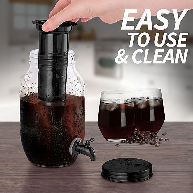 Zulay Kitchen 1.5 Liter Cold Brew Coffee Maker with Thick Glass Carafe & Stainless Steel Mesh Filter