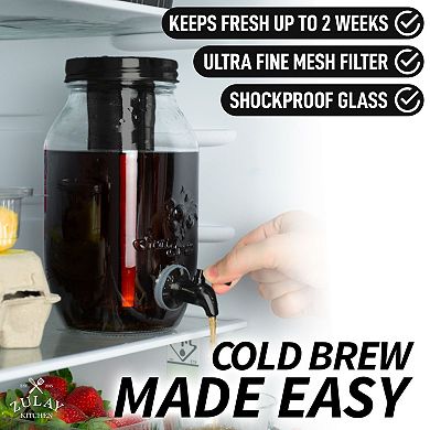 Zulay Kitchen 1.5 Liter Cold Brew Coffee Maker with Thick Glass Carafe & Stainless Steel Mesh Filter