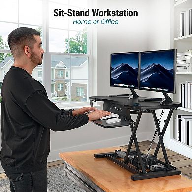 VersaDesk PowerPro 36"W Electric Adjustable Standing Desk Converter, Black