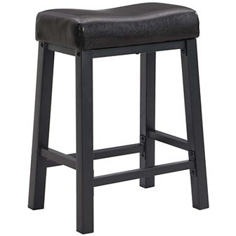 Ehemco Heavy-duty Padded Faux Leather Saddle Seat Kitchen Counter Height Barstools, 24.8 Inches