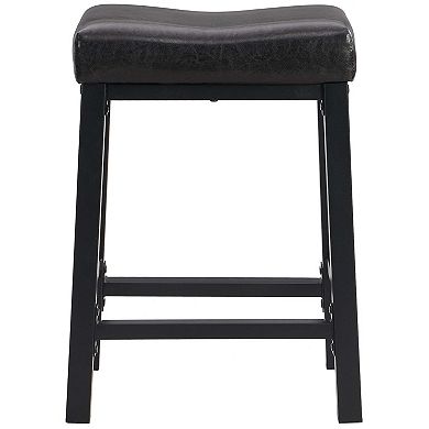 Ehemco Heavy-duty Padded Faux Leather Saddle Seat Kitchen Counter Height Barstools, 24.8 Inches