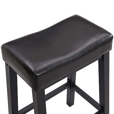 Ehemco Heavy-duty Padded Faux Leather Saddle Seat Kitchen Counter Height Barstools, 24.8 Inches