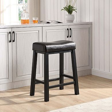 Ehemco Heavy-duty Padded Faux Leather Saddle Seat Kitchen Counter Height Barstools, 24.8 Inches