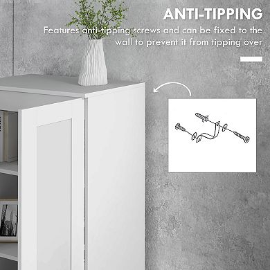 Homcom Storage Cabinet W/ Storage Shelves, Pantry Cupboard Cabinet, White