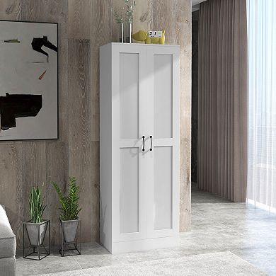 Homcom Storage Cabinet W/ Storage Shelves, Pantry Cupboard Cabinet, White