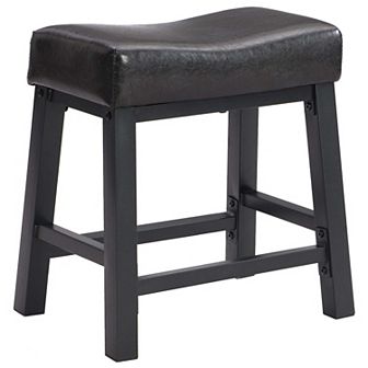 Ehemco Heavy-duty Padded Faux Leather Saddle Seat Kitchen Counter Height Barstools, 18.9 Inches