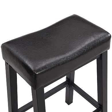 Ehemco Heavy-duty Padded Faux Leather Saddle Seat Kitchen Counter Height Barstools, 18.9 Inches