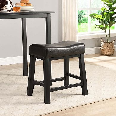 Ehemco Heavy-duty Padded Faux Leather Saddle Seat Kitchen Counter Height Barstools, 18.9 Inches